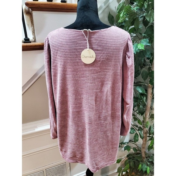 CHENAULT Sweater Rose Pink Chenille Raglan Sleeves Womens 3X Causal Pullover - Picture 7 of 13